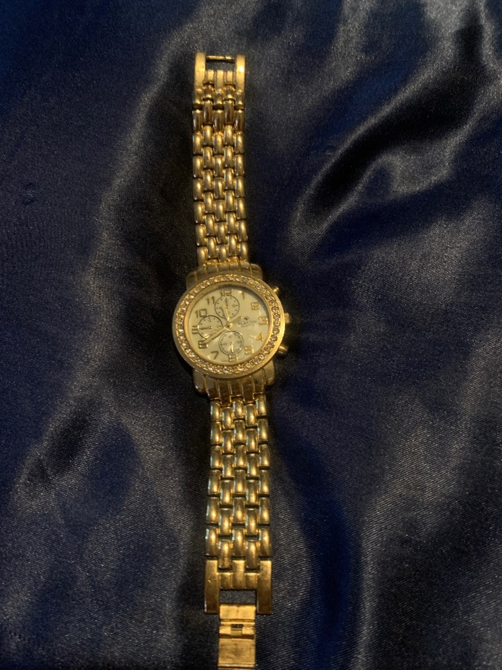 Bella Rose Closet Gold-Tone Men's Bracelet Watch with Crystal Accents